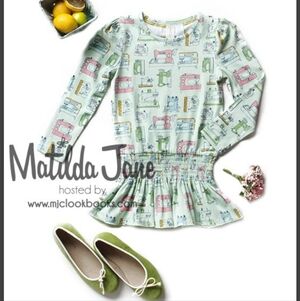 Matilda Jane Pastel Sewing Machine Print Peplum Top